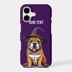 Cheerful Dog Wearing a Witch Hat