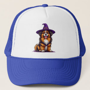 Cheerful Dog Wearing a Witch Hat