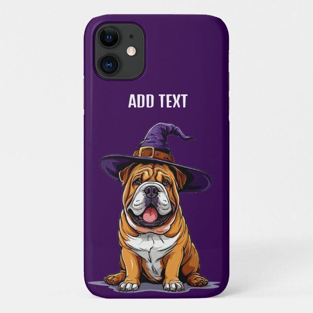Cheerful Dog Wearing a Witch Hat Case-Mate iPhone Case (Back)