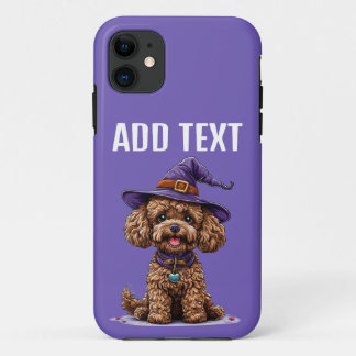 Cheerful Dog Wearing a Witch Hat iPhone 11 Case