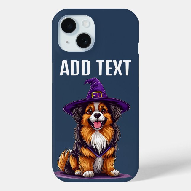 Cheerful Dog Wearing a Witch Hat Case-Mate iPhone Case (Back)