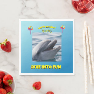 Cheerful Dolphin Birthday Napkin