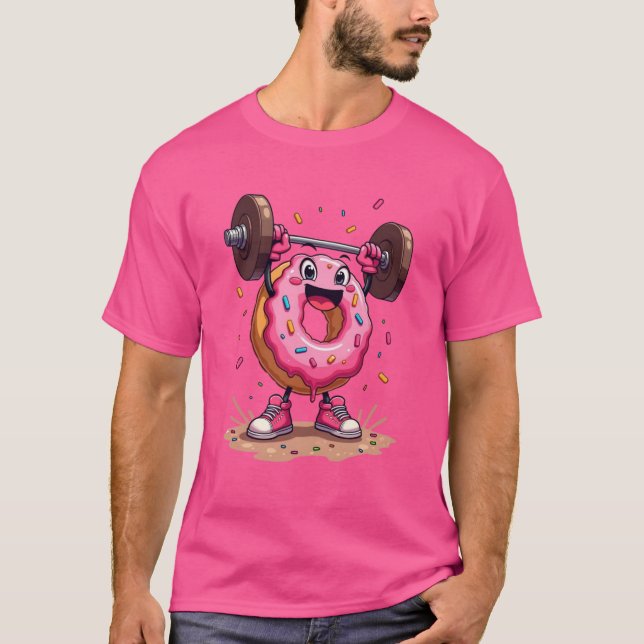 Cheerful Donut Gym Enthusiast T-Shirt (Front)