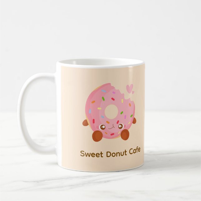 Cheerful Donut With Sprinkles Coffee Mug (Left)