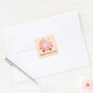 Cheerful Donut With Sprinkles Square Sticker