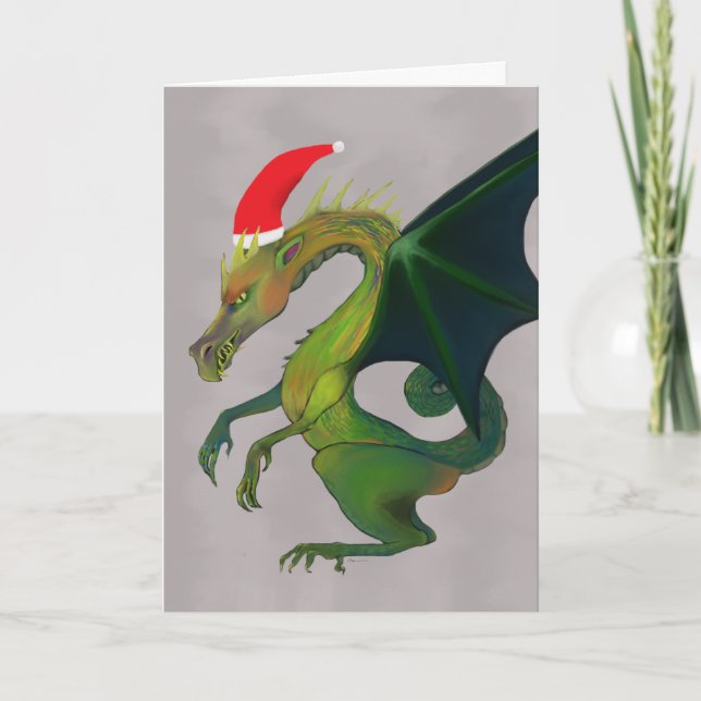 Cheerful Dragon Holiday Card (Front)