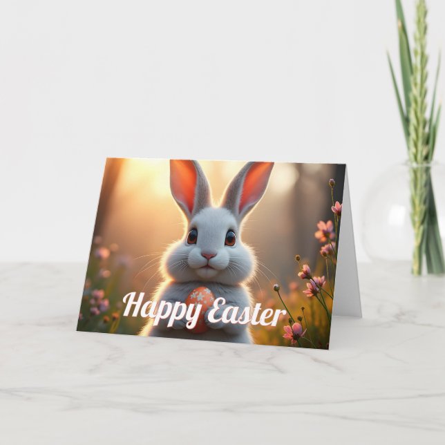 Cheerful Easter Bunny in the Magic of Spring Card (Front)
