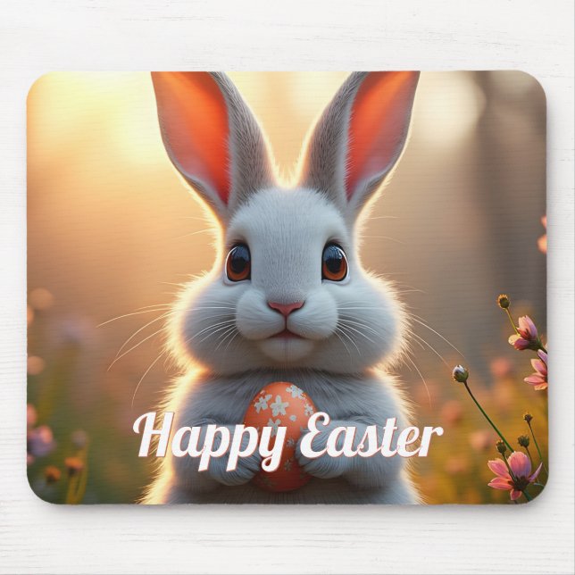 Cheerful Easter Bunny in the Magic of Spring Mouse Mat (Front)