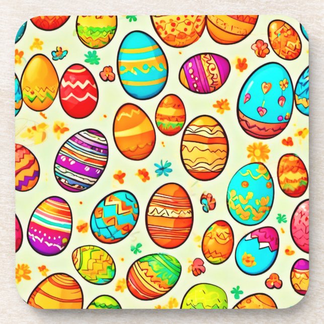Cheerful Easter Egg Cartoons Coaster (Front)