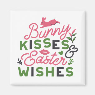 Cheerful Easter Typography - Bunny Kisses Magnet