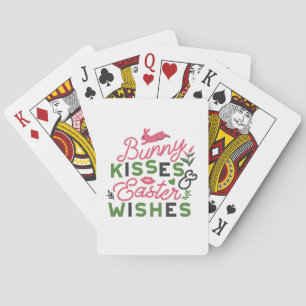 Cheerful Easter Typography - Bunny Kisses Playing Cards