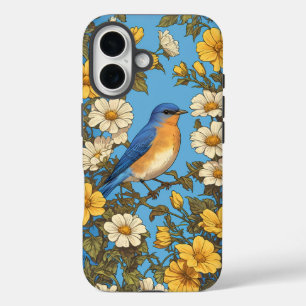 Cheerful Eastern Bluebird Yellow and White Flowers iPhone 16 Case