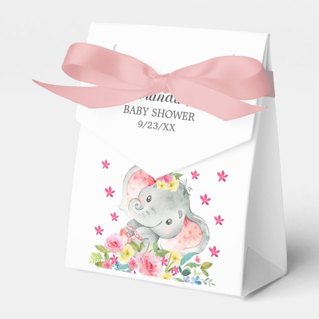 Cheerful Elephant Baby Shower Favour Box (Front Side)