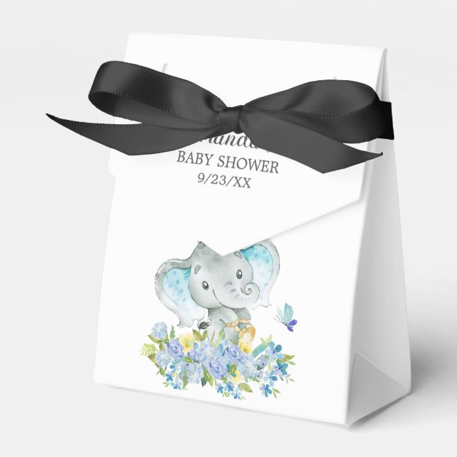 Cheerful Elephant Baby Shower Favour Box (Front Side)