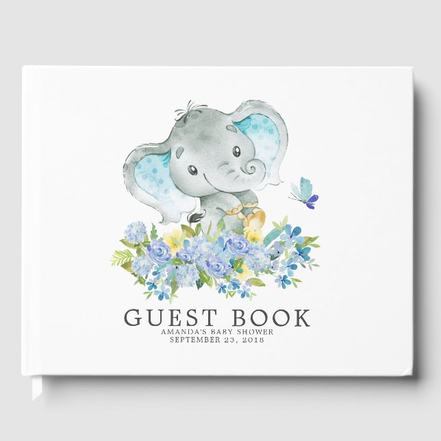 Cheerful Elephant Baby Shower Guest Book (Front)