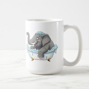 Cheerful Elephant Taking a Bubble Bath Coffee Mug