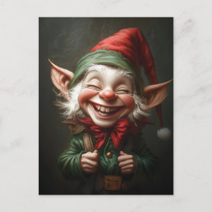 Cheerful Elf with a Big Laugh Postcard