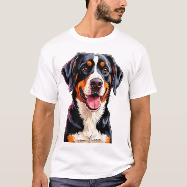 Cheerful Entlebucher Mountain Dog T-Shirt (Front)