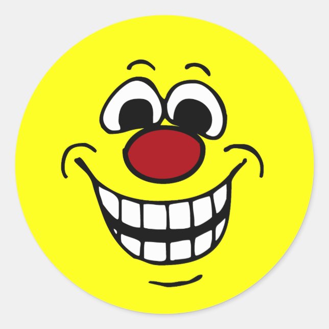 Cheerful Face Grumpey Classic Round Sticker (Front)