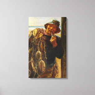 Cheerful Fisherman (by Frederick Morgan) Canvas Print