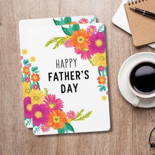 Cheerful Floral Corner Happy Father's Day Card