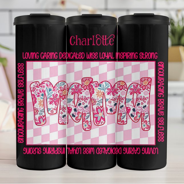 Cheerful Floral Drip Mum Word Art Thermal Tumbler (Creator Uploaded)