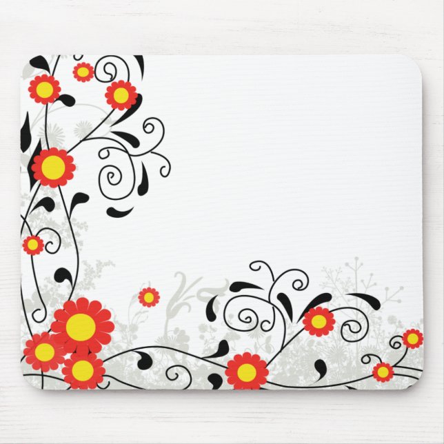 Cheerful Floral Illlustration Mouse Mat (Front)