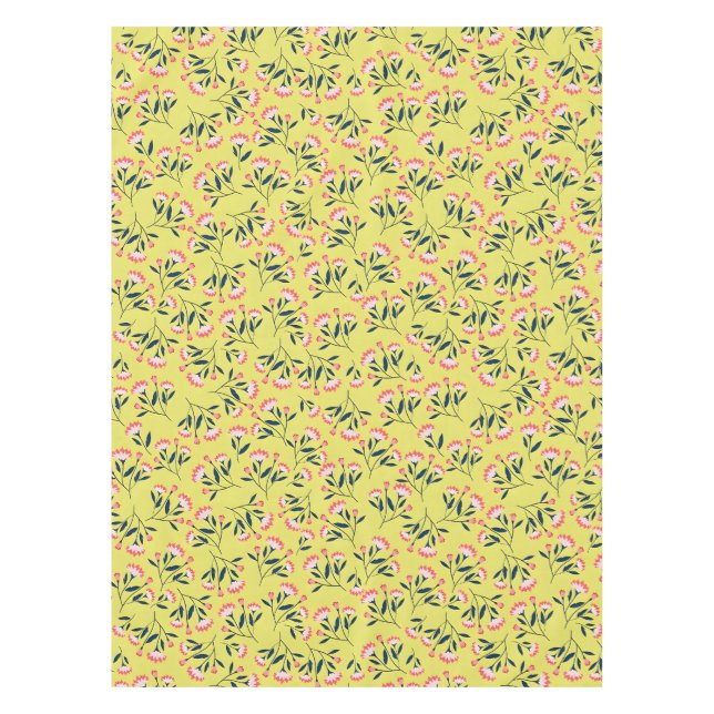  Cheerful Floral Pattern: Pink Flowers  Tablecloth (Front)