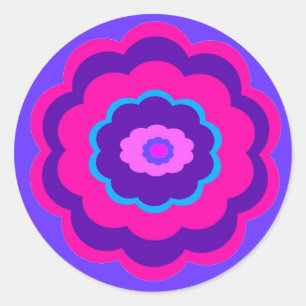 Cheerful Flower Classic Round Sticker