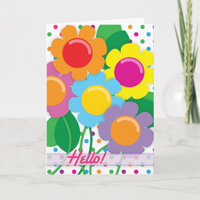 Cheerful Flowers to say Hello! Card (Front)
