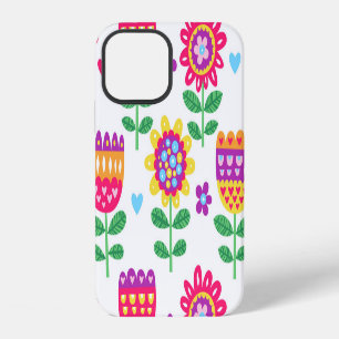 Cheerful Flowers Vintage Colourful Pattern iPhone 12 Case