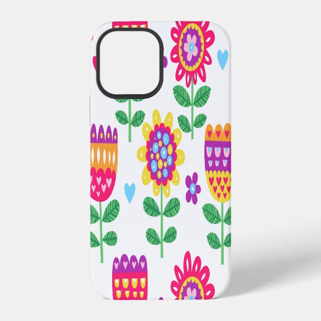 Cheerful Flowers Vintage Colourful Pattern iPhone Case (Back)