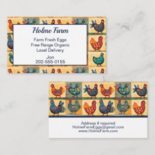 Cheerful Folk Art Chicken Egg Business Card