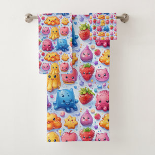 Cheerful funny cute sweets Bath Towel Set