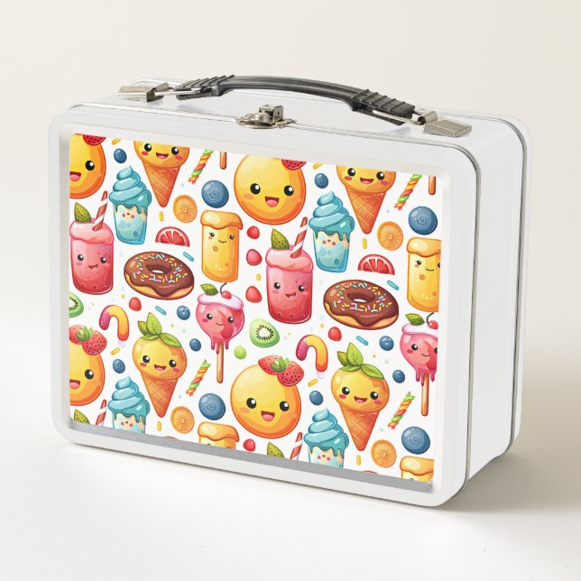  Cheerful funny cute sweets  Metal Lunch Box (Front)