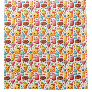  Cheerful funny cute sweets  Shower Curtain
