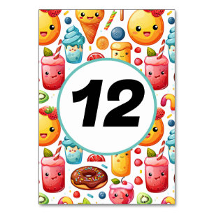 Cheerful funny cute sweets  Table Number