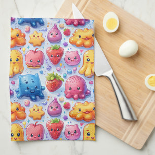 Cheerful funny cute sweets Tea Towel