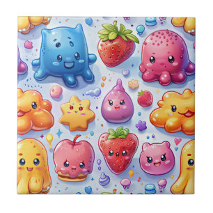 Cheerful funny cute sweets Tile