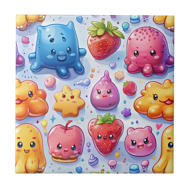  Cheerful funny cute sweets  Tile (Front)
