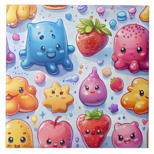 Cheerful funny cute sweets Tile