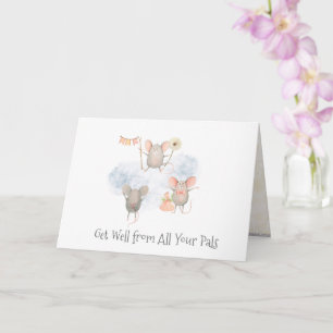 Cheerful Funny Mice Watercolor Get Well Card