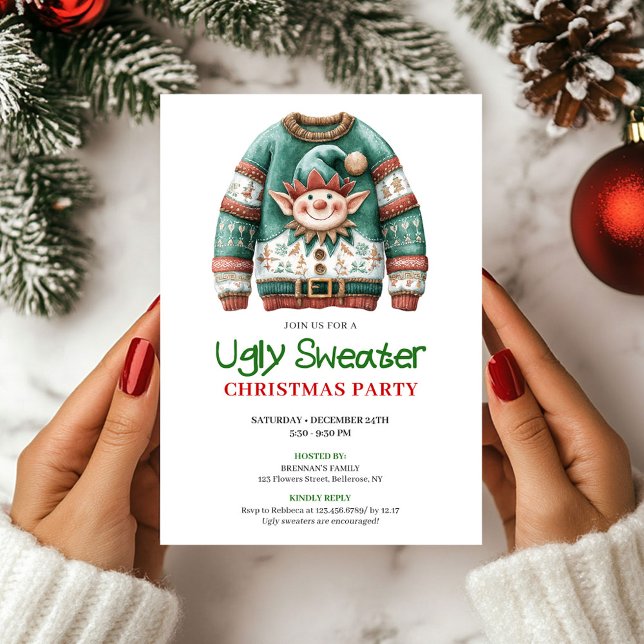 Cheerful Funny Ugly Sweater Christmas Card (Cheerful Funny Ugly Sweater Christmas Card)