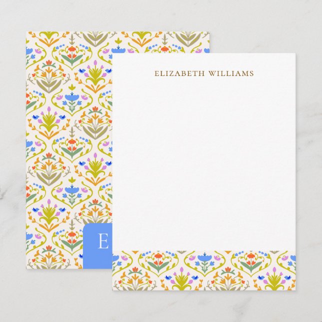 Cheerful Garden Botanical Personalised Note Cards  (Front/Back)