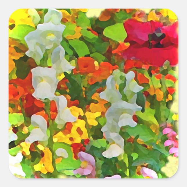 Cheerful Garden Colours Square Sticker (Front)