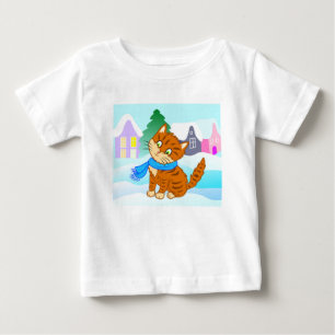 cheerful ginger kitten in cartoon style  baby T-Shirt