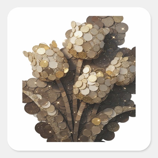 Cheerful Gold Abstract Sticker Motif (Front)