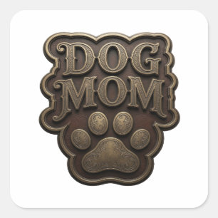 Cheerful Gold DOG MOM Label Design