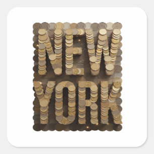 Cheerful Gold NEW YORK Gift Sticker