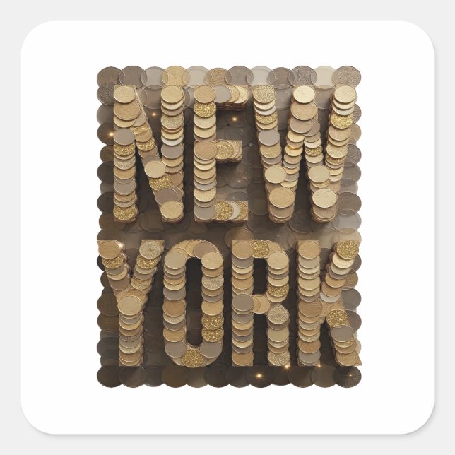 Cheerful Gold NEW YORK Gift Sticker (Front)